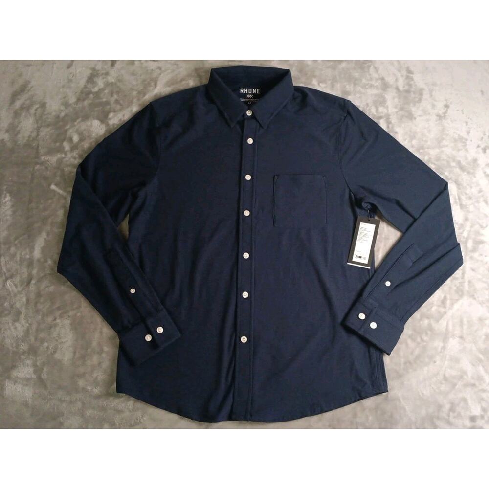 NWT Rhone WFH Shirt Long Sleeve Button Up Mens Small Navy